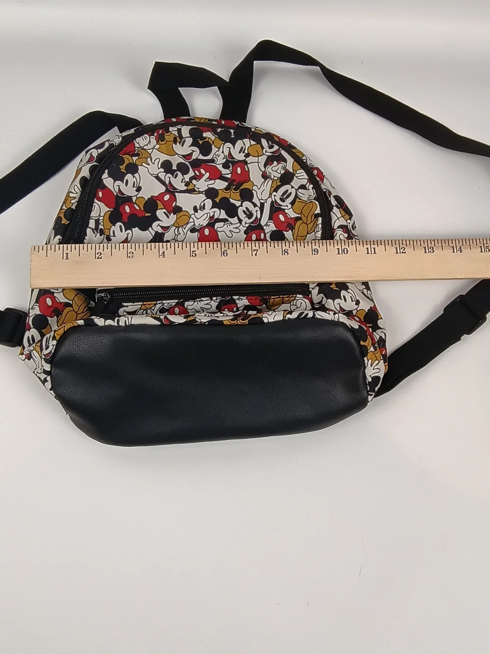 Disney Mickey Mouse Pattern Kids Backpack in Black, Red, White, Gold